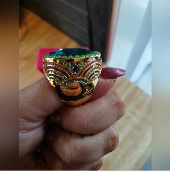 Kurt Geiger-Oval Cocktail Ring (Teal/Green 💚💙)- 9 US - Picture 7 of 10